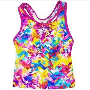 NEW SPEEDO Girls Pink Shatter Tankini Swimsuit Top Size 14